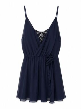 La Vie En Rose Sheer Navy Black Lace Detail Sexy Nighty Lingerie – Size XL EUC